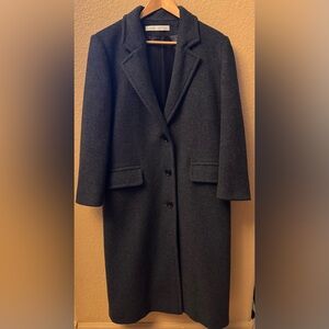 Larry Levine Trench Coat Wool Blend Gray 10/12